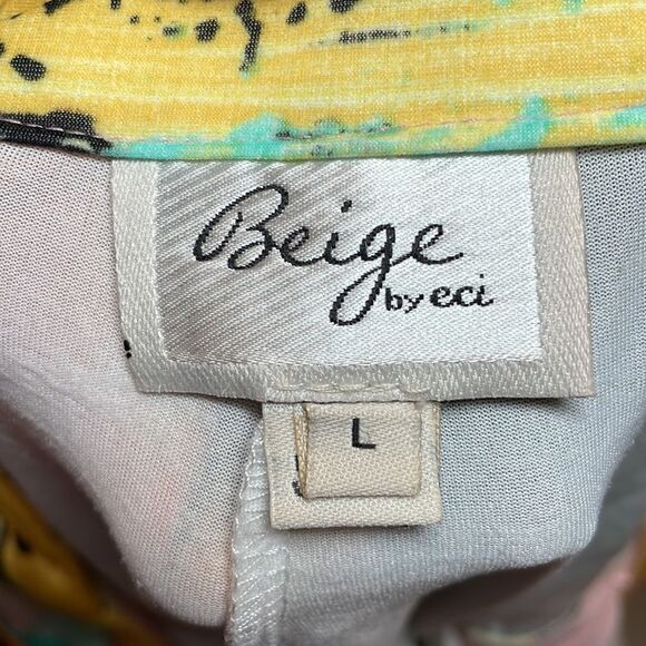 Eci Multi Color Palazzo Pants, Orange, Yellow, Teal wide-leg, Large - Picture 6 of 7